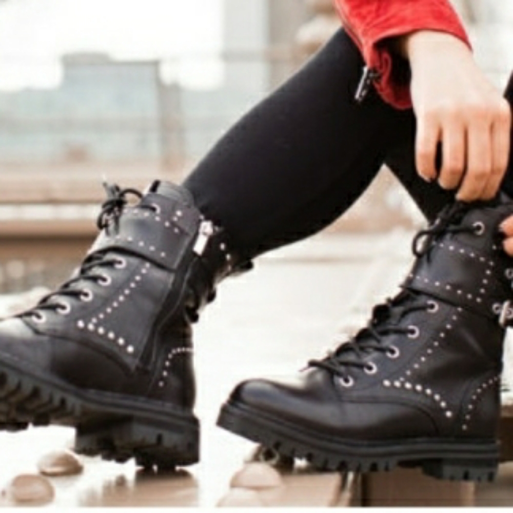 Marc Fisher Josette Belted Studded Moto Boots
